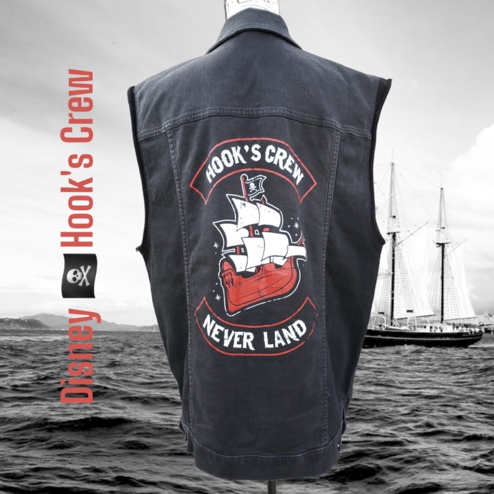 Disney Mens Black Denim Vest